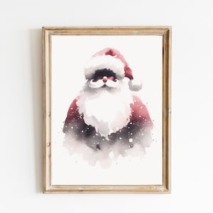 Watercolour Santa Print Art, Christmas Wall Art, Vintage Santa Wall Art, Santa Christmas Decor, Watercolor Santa, Santa Printable Art