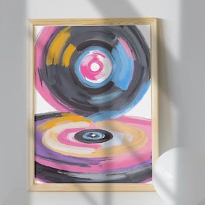 Vinyl Record Wall Art, Eccentric Art, Music Poster, Vinyl Wall Art, Vinyl Record Print, Y2K Girly Print, Trendy Pastel Art, Digital Download
