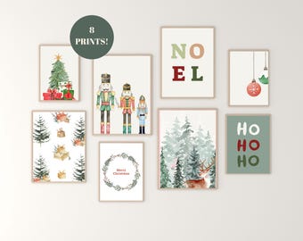 Christmas Gallery Wall Art: Set of 8 Festive Prints (Digital Download)