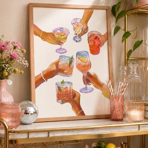 Cheers Cocktail Print: Girls Night Bar Cart Decor (Digital Download)
