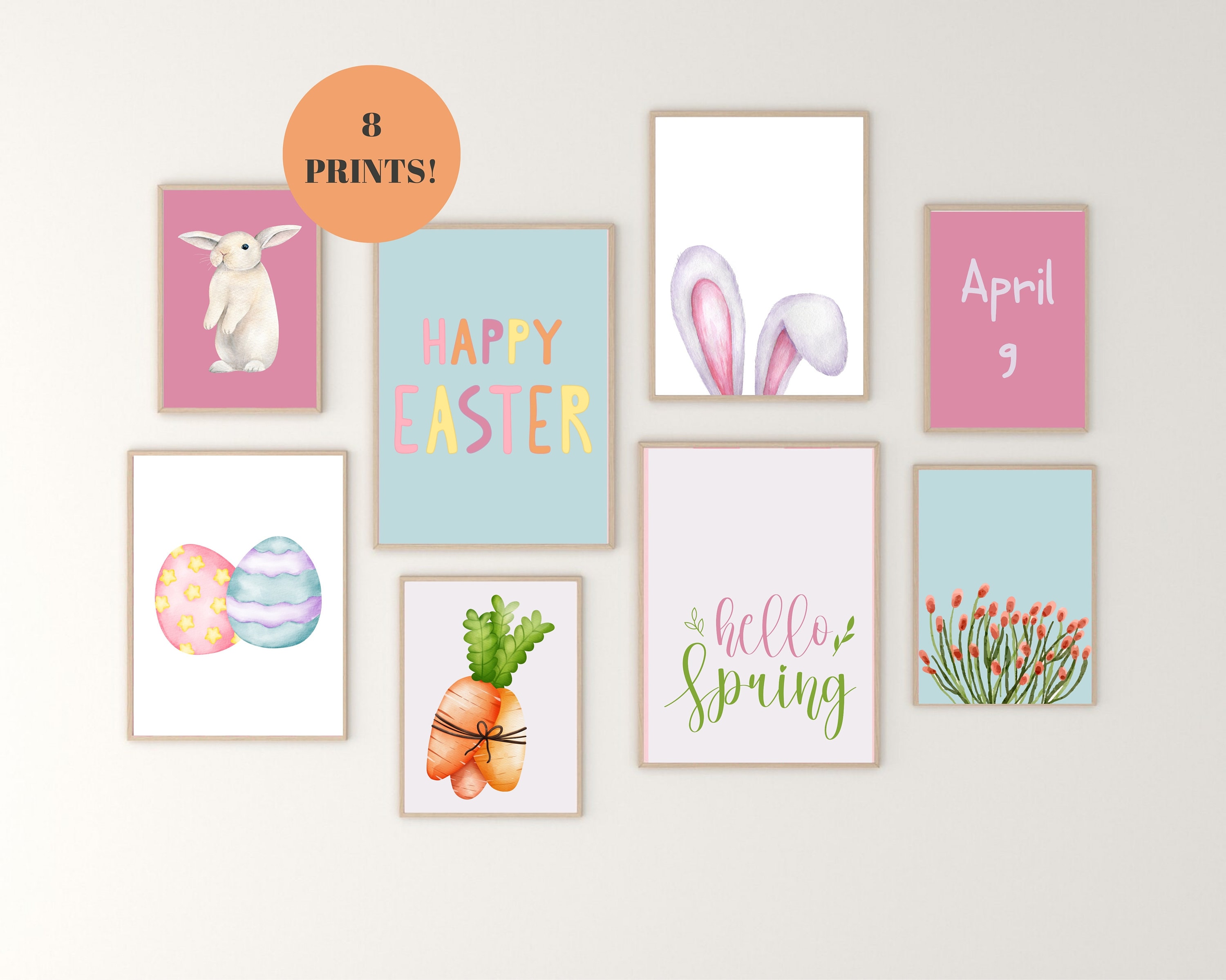 Easter Printable Wall Art Bundle, Set of 8 Spring Home Decor ...