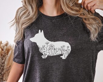Floral Corgi Shirt, Corgi Mama Shirt, Dog Lovers Gift, Dog Mom Shirt, Corgi Dog Mom Gifts, Corgi T-Shirt, Dog Lover Shirt, Corgi Mom, Corgi