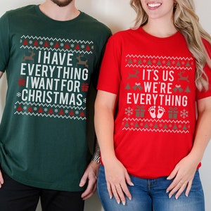 Couples Christmas Pregnancy Reveal Shirts, Holiday Maternity, Couples Pregnancy Shirt, Christmas Pregnancy Announcement, Xmas Baby Reveal