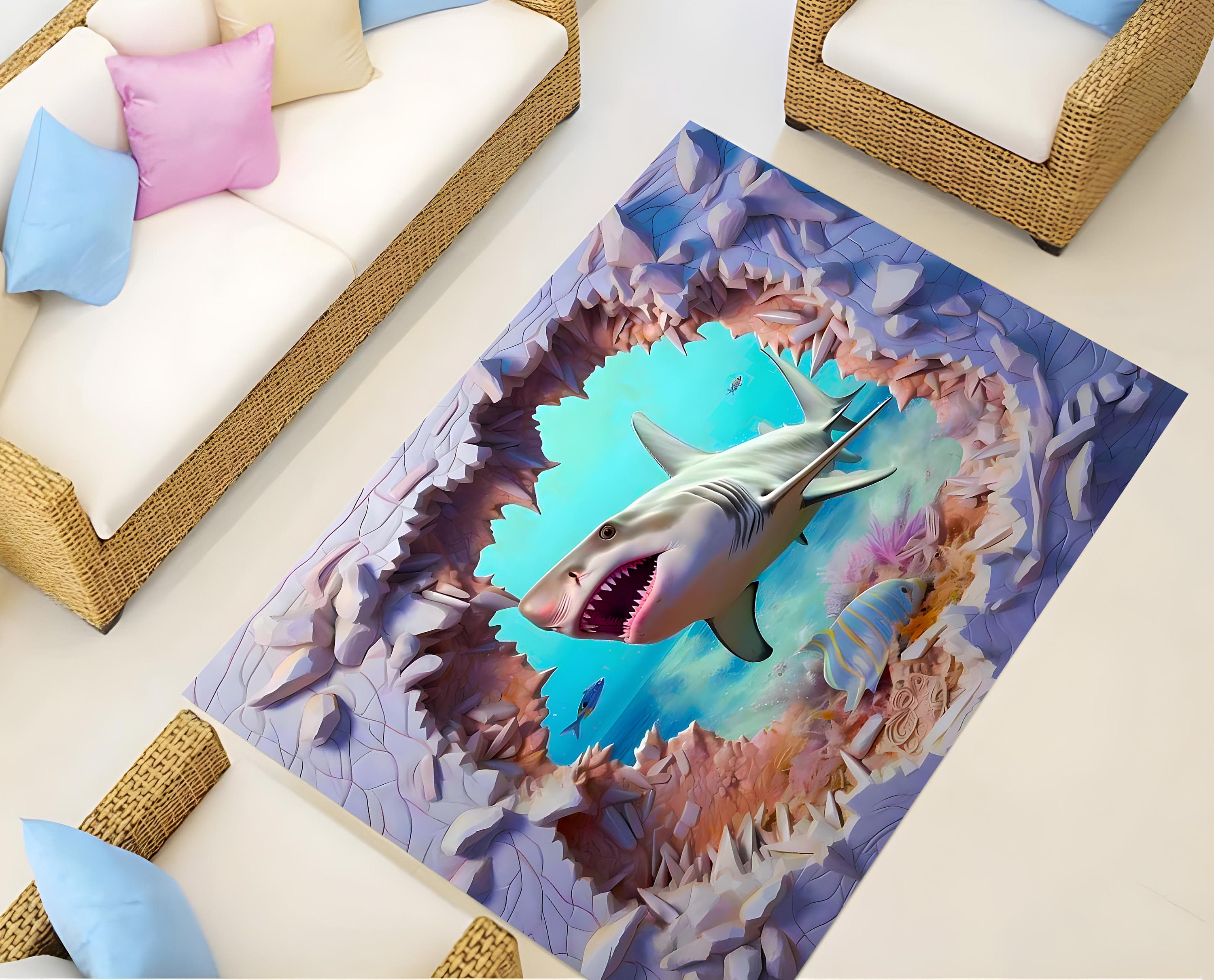 Crack Rug, Shark Rug,underwater Rug,3d Rug, Optical Illision Rug,living ...