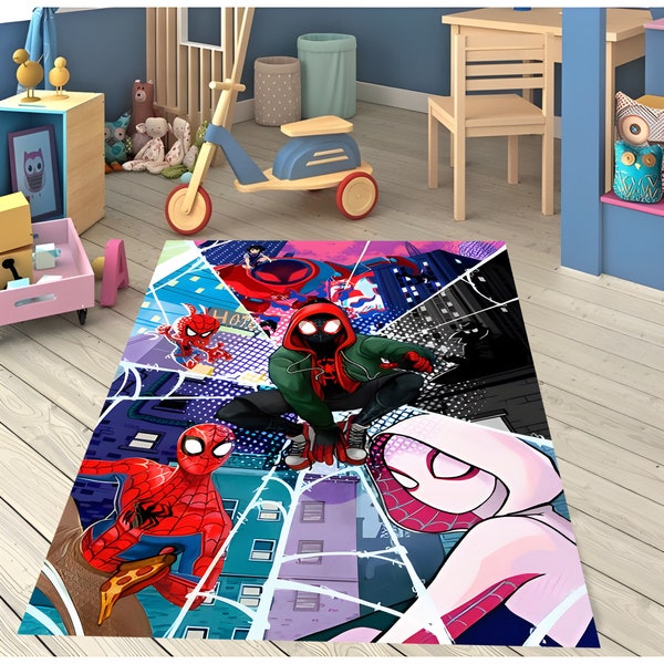 Spiderman Rug, Superhero Rug,Cartoon Rug,Fantastic Rug,Movie Rug,Living Room Rugs,Kids Room Rug,Area Rug,Non Slip Rug,Gift Rug, 3D Print Rug