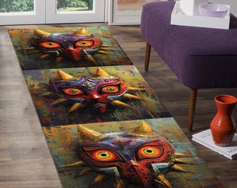 Zelda Rug, Legend of Zelda Rug, Majora Mask Runner, Majora Mask Rug,Runner Rug, Hallway Rug,Kids Room Rugs,Area Rug,Non Slip,Soft Print Rug