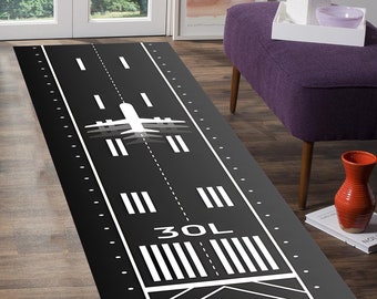 Runway Rug, Airport Rug, Passenger Aircraft Rug, Airlines Rug,Flight Runway Rug, Runner Rug, Kids Room Rugs,Area Rug,Non Slip,Soft Print Rug