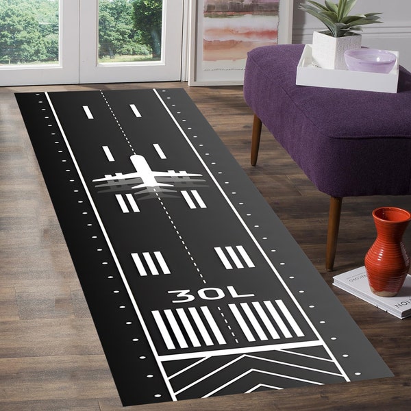 Runway Rug, Airport Rug, Passenger Aircraft Rug, Airlines Rug,Flight Runway Rug, Runner Rug, Kids Room Rugs,Area Rug,Non Slip,Soft Print Rug