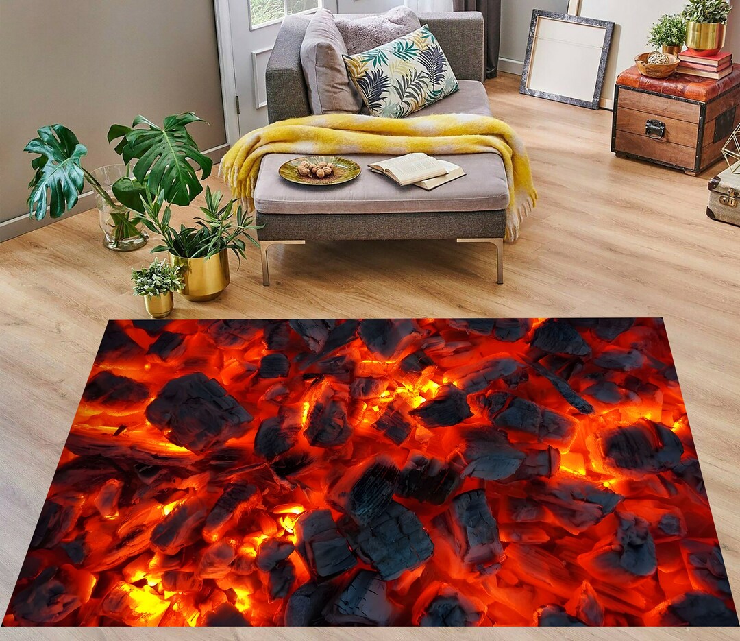 Balcanic Rug Lava Themed Rug, Volcanic Rug, Flame Rug, Cool Rug, Office Decor Rug ...