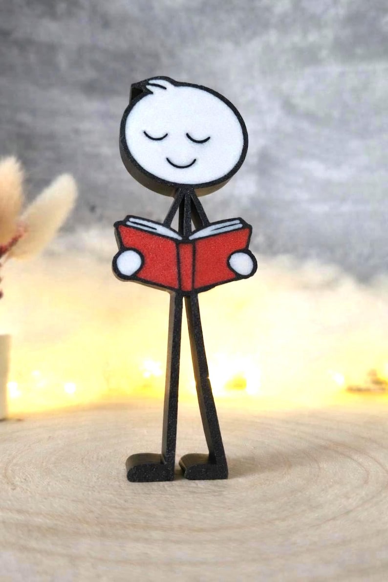 Kleiner Leser – Mann mit Buch – Minimalistische 3D Druck – Geschenk für Bücherliebhaber