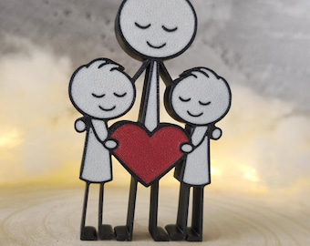 Papa mit 2 Söhnen Figur 3D Druck – Vater Sohn Geschenk – Vatertag Geschenk