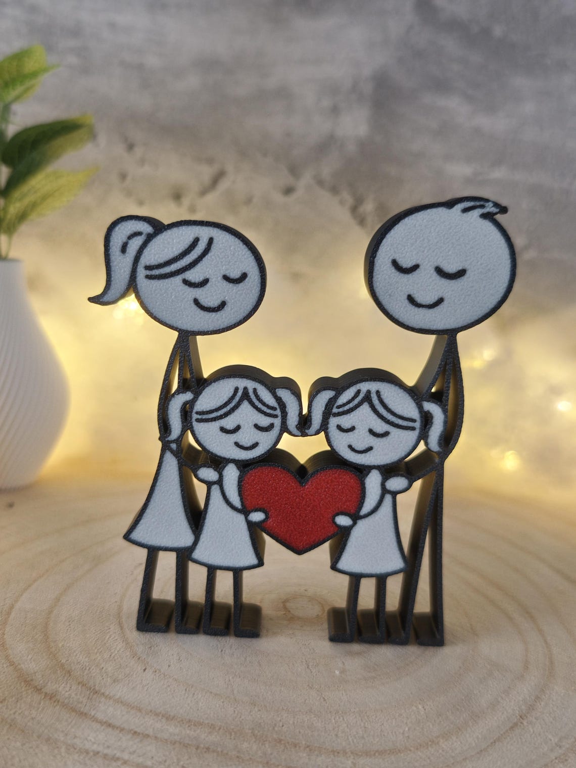 Familienfigur Mama Papa 2 Töchter – 3D Druck Deko – Geschenk für Familie