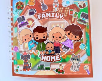 Family Home wiederverwendbare Aufkleberbuch, Kinder Pretend Play-Aktivität Toca Boca