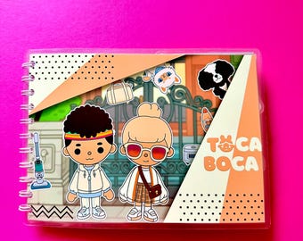 Toca Boca Kids Busy Book, Roleplay Dollhouse Activity, A5 Laminated Paper