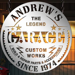 Personalisiertes Metallgaragenschild: Custom Shop Decor