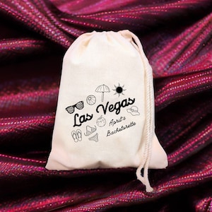 Personalized Las Vegas Bachelorette Party Favor Bag: Beach Theme Cotton Treat Bag