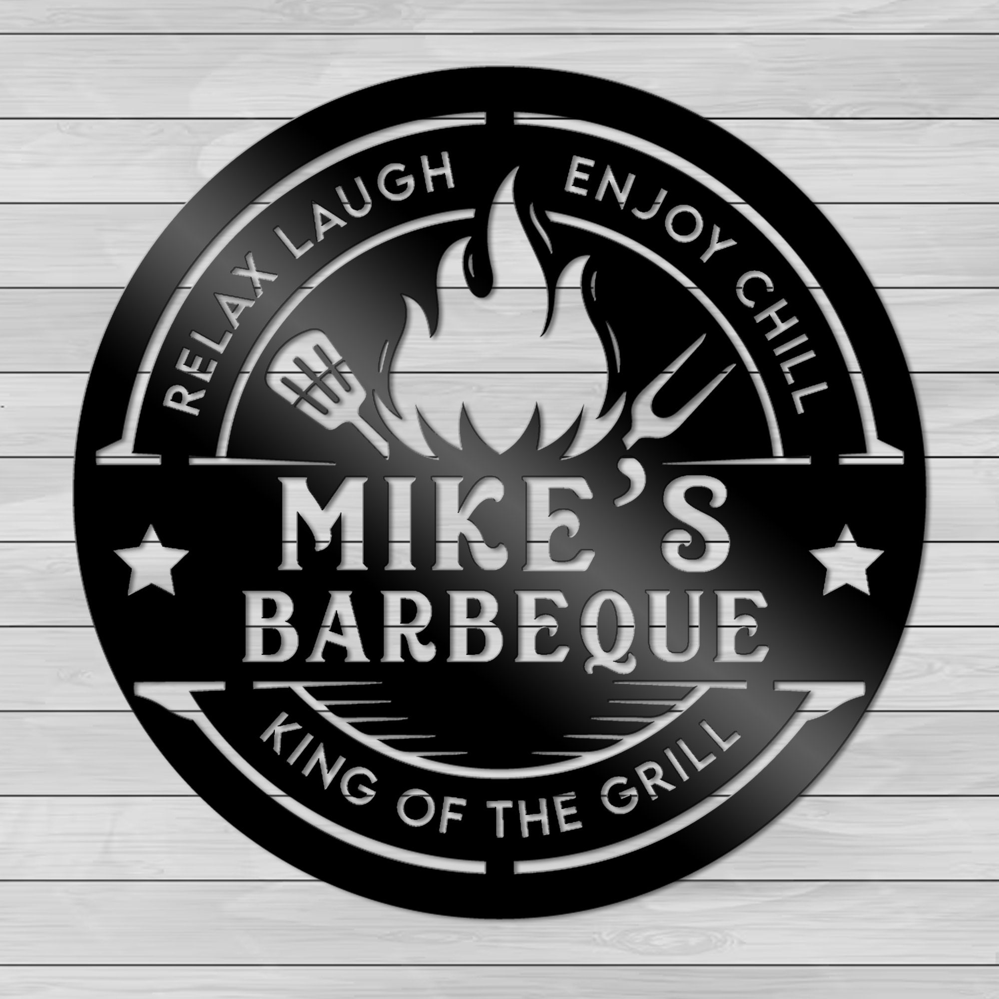 Customized Backyard BBQ Metal Sign Grill Metal Wall Decor Dad Gifts Barbecue Sign Outdoor Decor