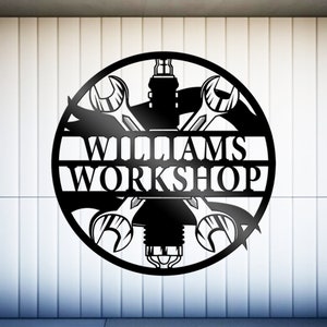 Letrero metálico personalizado para taller: decoración personalizada para el garaje