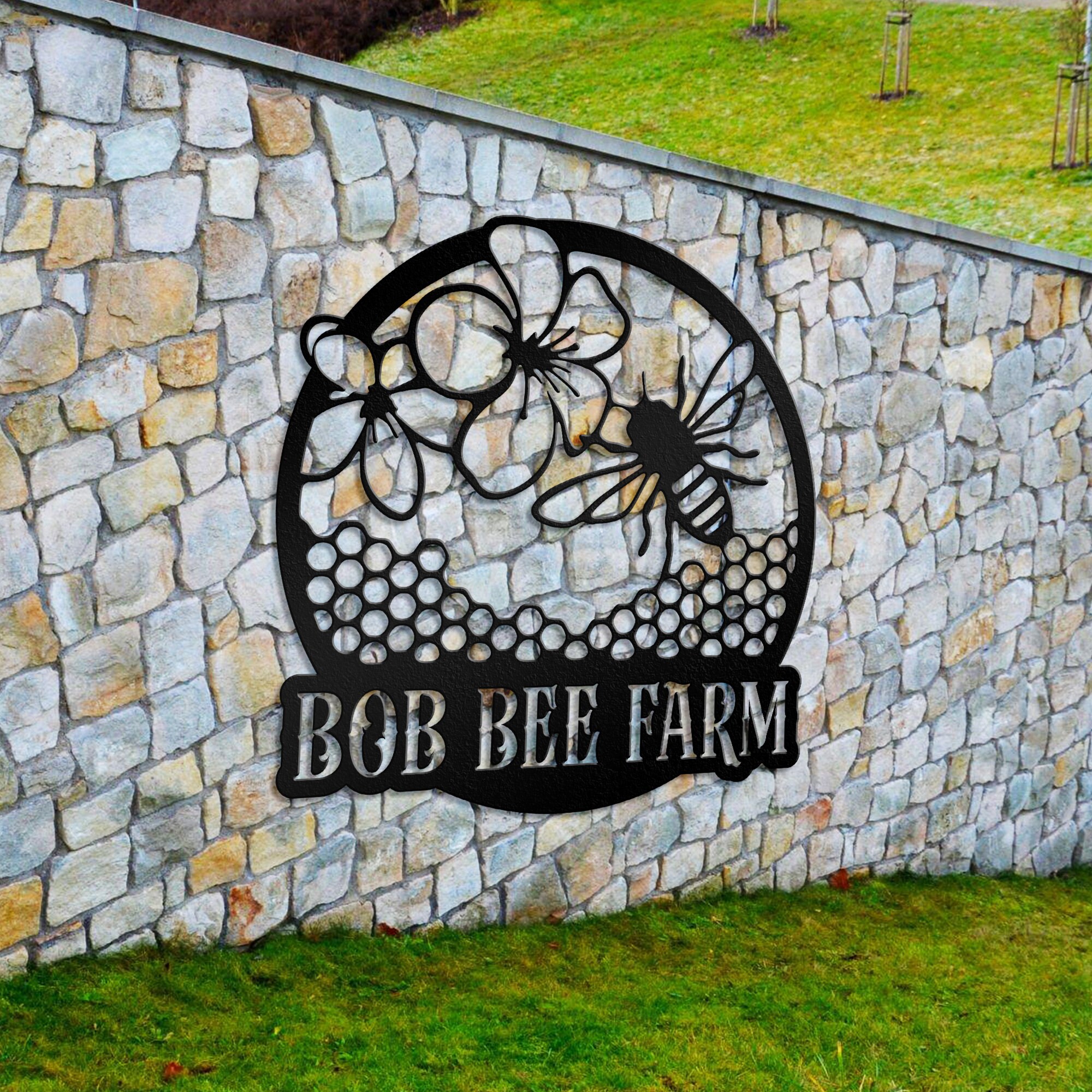 Metal Bee Sign Bees Outdoor Metal Sign, Personalized Honey Bee Sign, Bee Wall Art ...