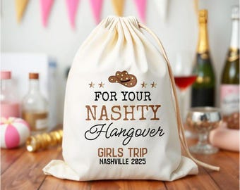 Bolsa para el kit de resaca de Nash-ty - Bolsa de recuerdos para despedida de soltera en Nashville - Kit para la resaca - Viaje de chicas - Bolsas de recuerdos de cumpleaños - ¡Vamos a por Nash-ty!