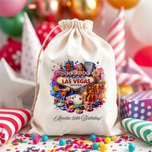 Personalized Las Vegas Party Favor Bag: Casino Theme Welcome Gift