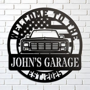 Gepersonaliseerde metalen garagebord: muurdecoratie met poedercoating