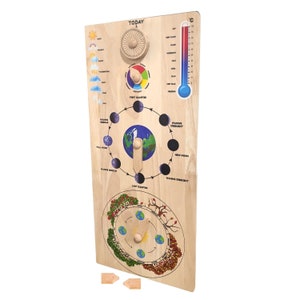 Wooden Montessori Perpetual Calendar: Weather, Seasons, and Moon Phases