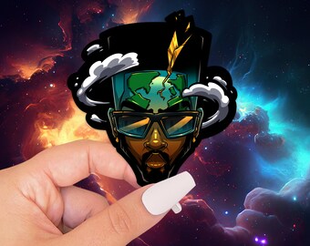 J. Earth Head vibes Sticker, The cool world vibes sticker, Black vibe sticker, Wacky laptop sticker, Tumbler Sticker
