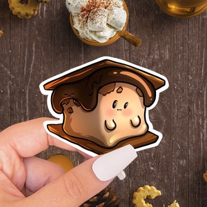 Super Cute S&#39;mores Sticker, Chocolate Marshmallow and gram cracker sticker, Winter sticker, Cute laptop sticker, Tumbler Sticker