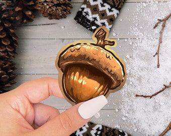 Winter Acorn Sticker: Seasonal Decor