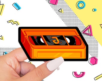 90s VCR Orange Tape Sticker, VCR sticker, Orange 1990s cassette tape, Wacky laptop sticker, Tumbler Sticker