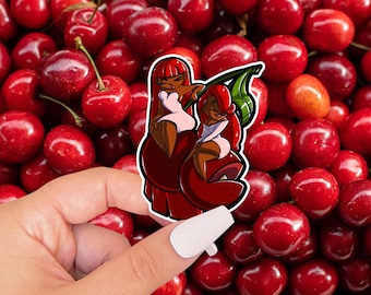 Cherry Sticker, Fruit Girl sticker, vibe sticker, Wacky laptop sticker, Tumbler Sticker
