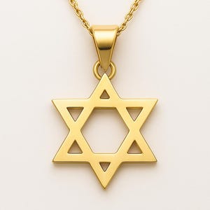 14K Solid Gold Star of David Necklace, Jewish Star Necklace