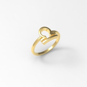 14K Solid Gold Libra Ring, Libra Ring for Woman, Zodiac Libra Ring, Minimalist Zodiac Ring,