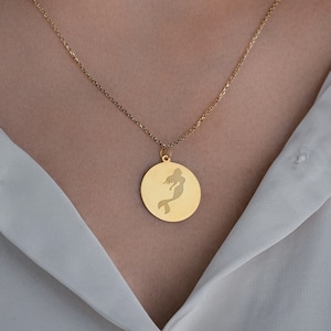 14K Solid Gold Mermaid Necklace for Women