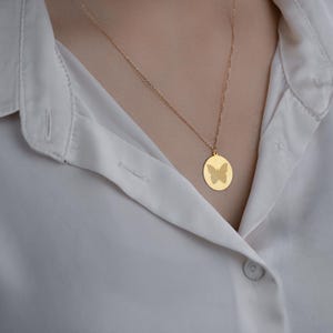 14K Solid Gold Butterfly Necklace - Delicate Minimalist Butterfly Pendant - Symbol of Transformation and Beauty - Dainty Gold Jewelry image 1
