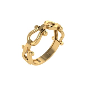 14K Gold Chain Ring - Dainty Solid Gold Ring - Minimalist Stacking Jewelry for Women