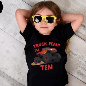 Truck Yeah Birthday Shirt, Personalized Monster Truck Boy Shirt, Monster Jam Birthday Party, Kids Birthday Outfit, Any Age 3-13 image 4