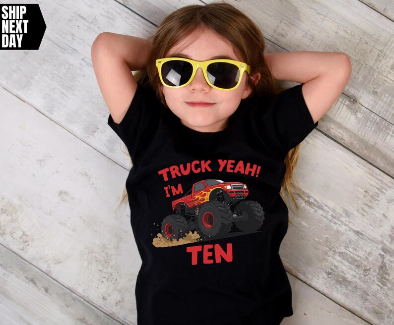 Truck Yeah Birthday Shirt, Personalized Monster Truck Boy Shirt, Monster Jam Birthday Party, Kids Birthday Outfit, Any Age 3-13 image 4