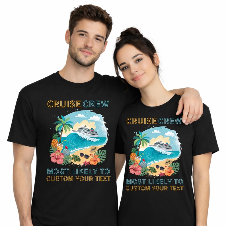 Cruise 2026 Matching Group Vacation Shirts: Tropical Beach Design afbeelding 2