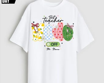 Personalized Teacher T-Shirt: Custom Name Fruit Design - Summer Teacher Tee