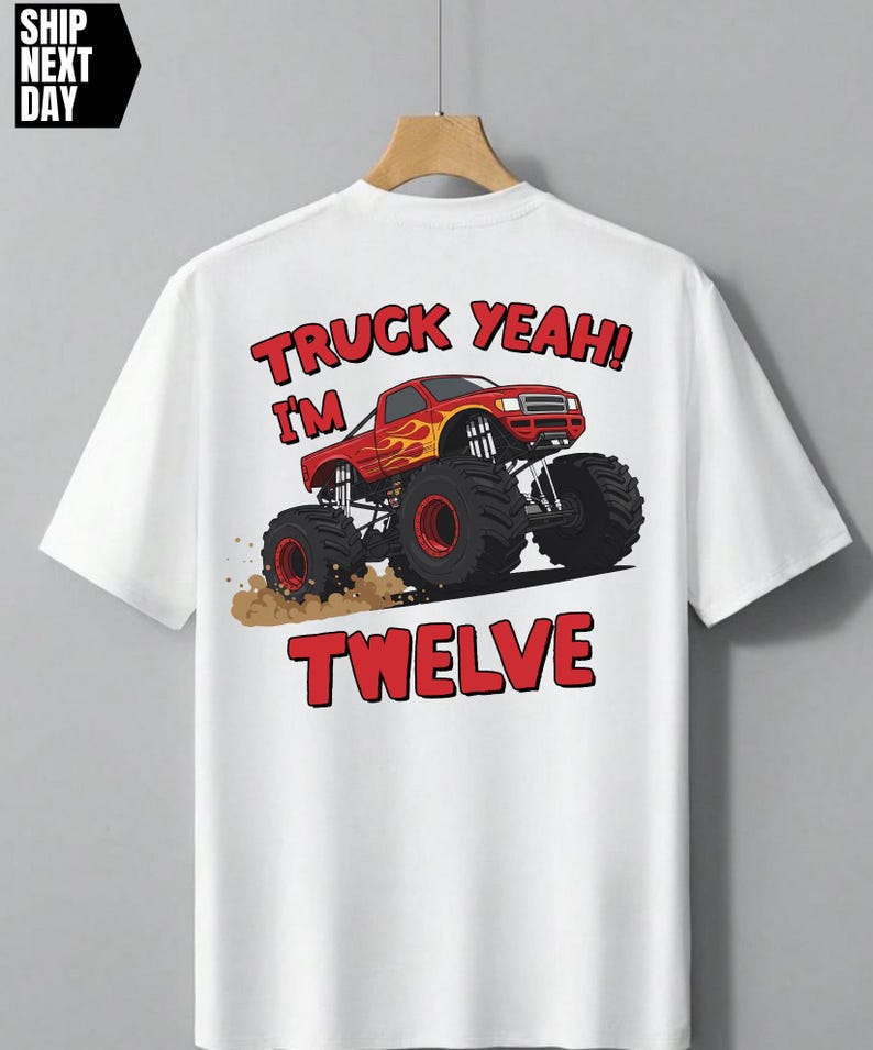 Truck Yeah Birthday Shirt, Personalized Monster Truck Boy Shirt, Monster Jam Birthday Party, Kids Birthday Outfit, Any Age 3-13 image 8