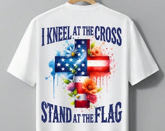 Christian Patriotic T-Shirt: USA Flag Cross, Faith & Freedom