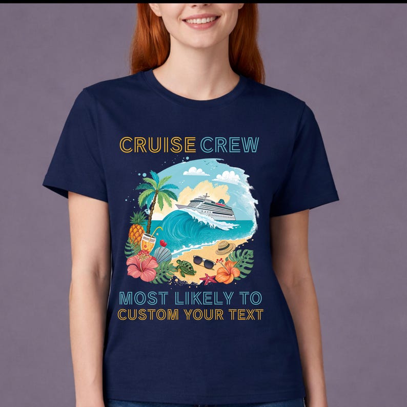 Cruise 2026 Matching Group Vacation Shirts: Tropical Beach Design afbeelding 4