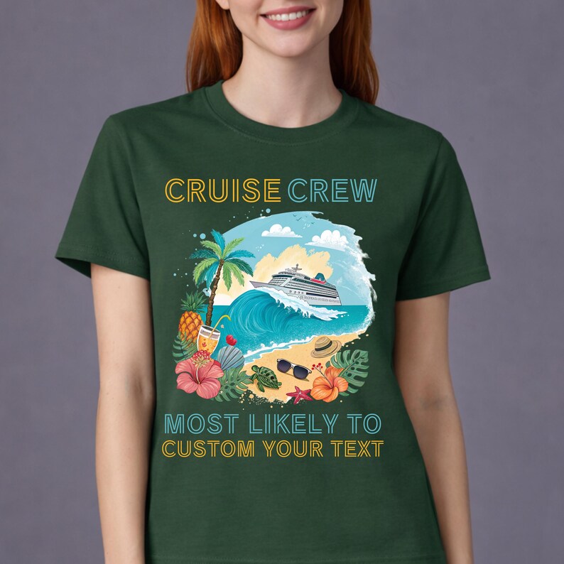 Cruise 2026 Matching Group Vacation Shirts: Tropical Beach Design afbeelding 3