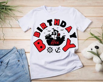 Personalized Pirate Birthday Boy Shirt: Nautical Party Outfit