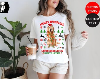 Custom Pet Photo Christmas Shirt: Merry Woofmas, Meowy Christmas