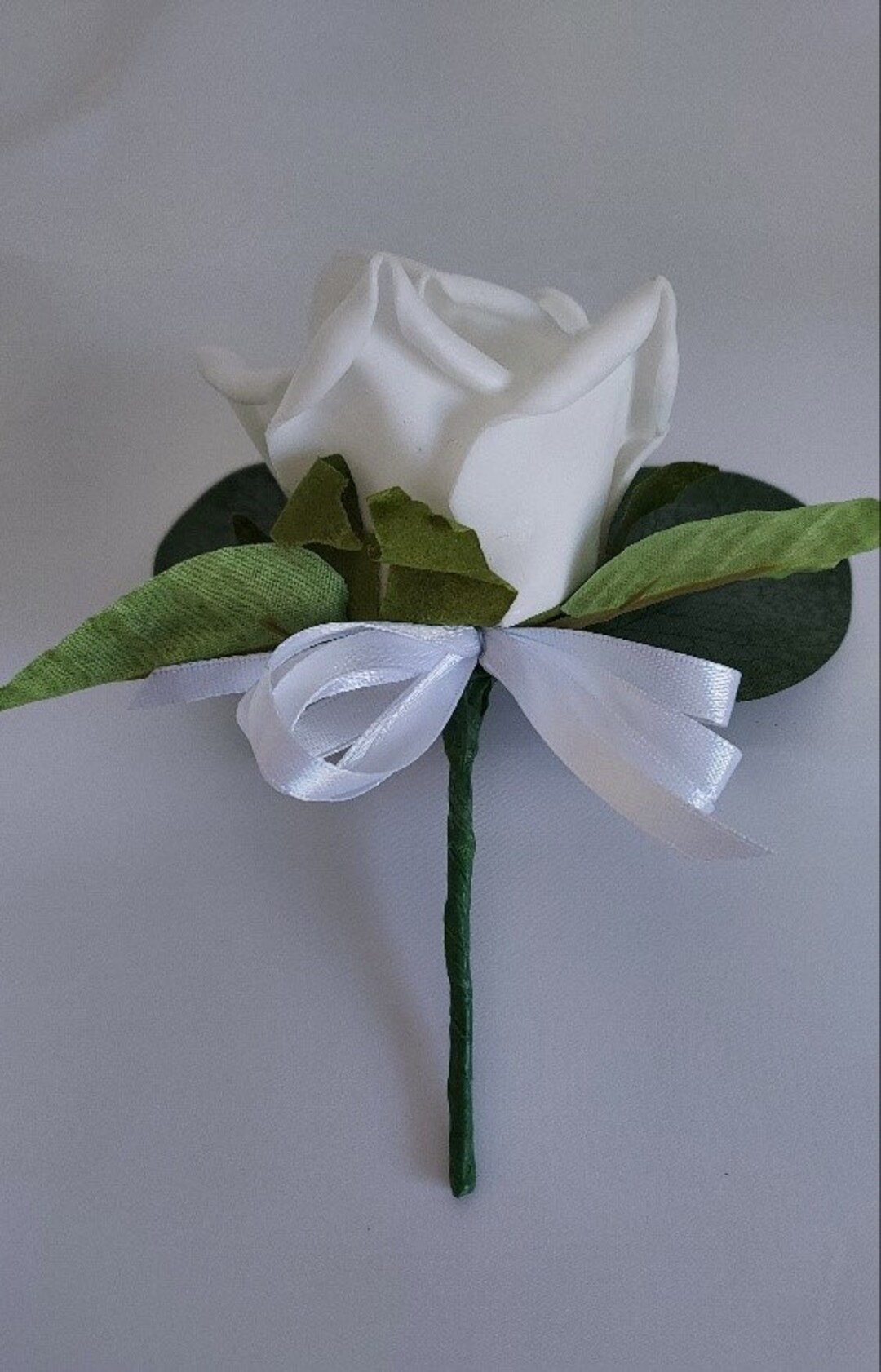 Foam White Buttonhole With White Ribbon - Etsy