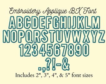 BX Applique Font | Embroidery Font | Narrow Bold Applique Letters