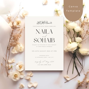 Modèle d'invitation Nikkah simple | Téléchargement numérique de mariage islamique | Faire-part de mariage musulman imprimable | Invitation minimaliste à la cérémonie du Nikah